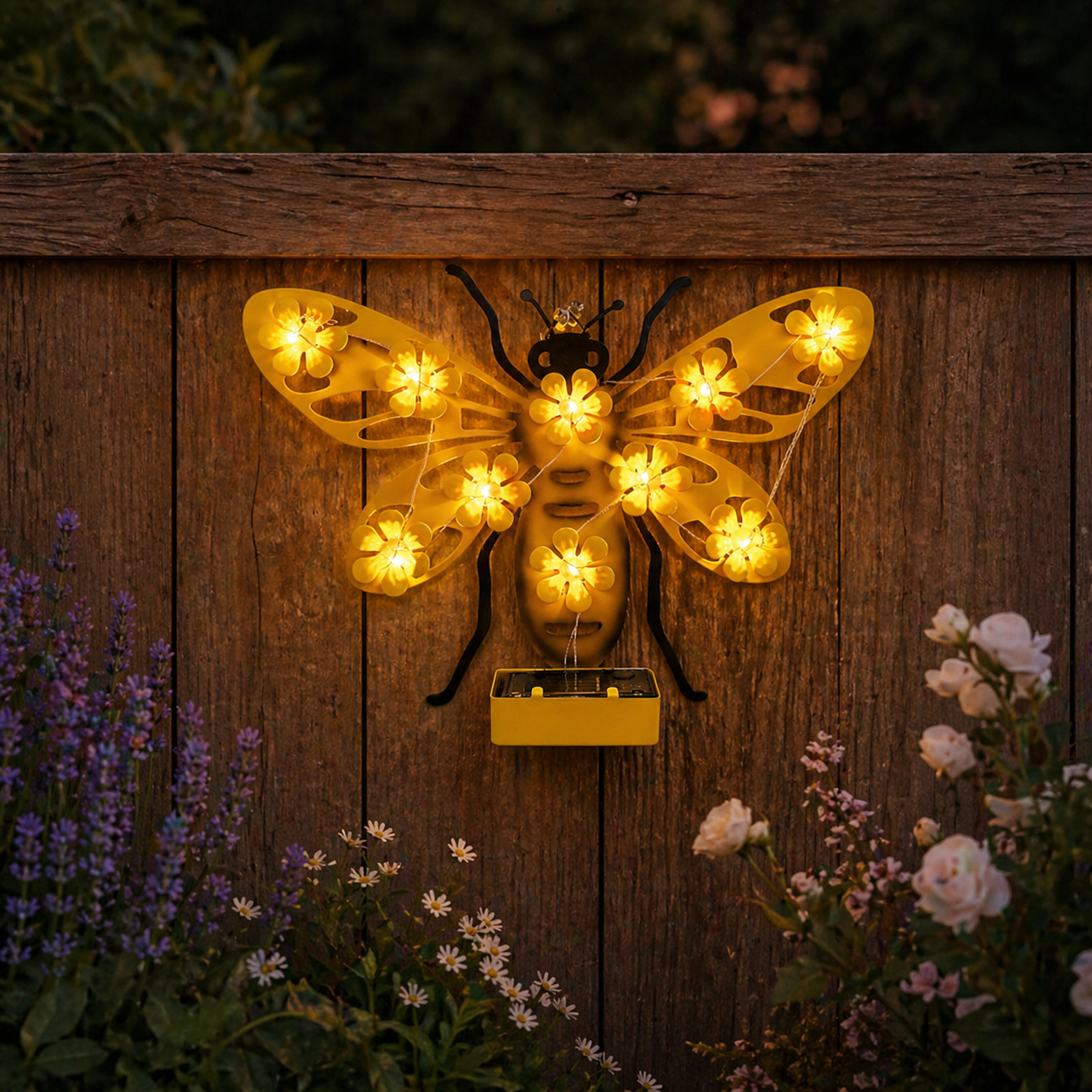 Solar Metal Black Butterfly LED Garden Wall Light
