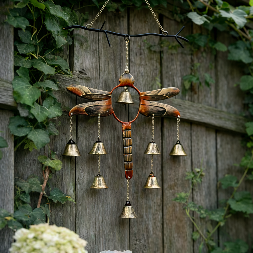 Rustic Dragonfly Bell Wind Chime
