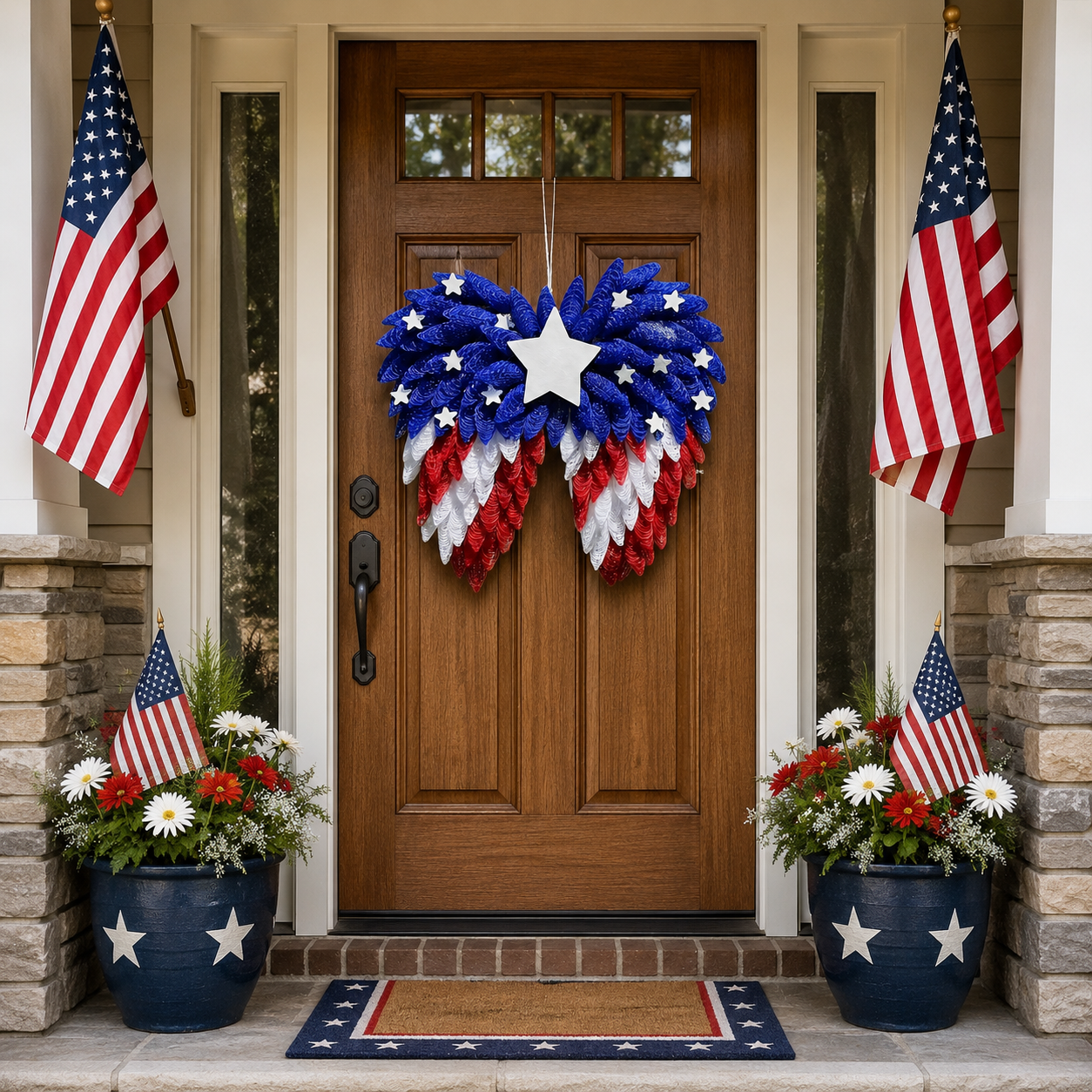 4th of July Patriotic Eagle Wing Door Wreath