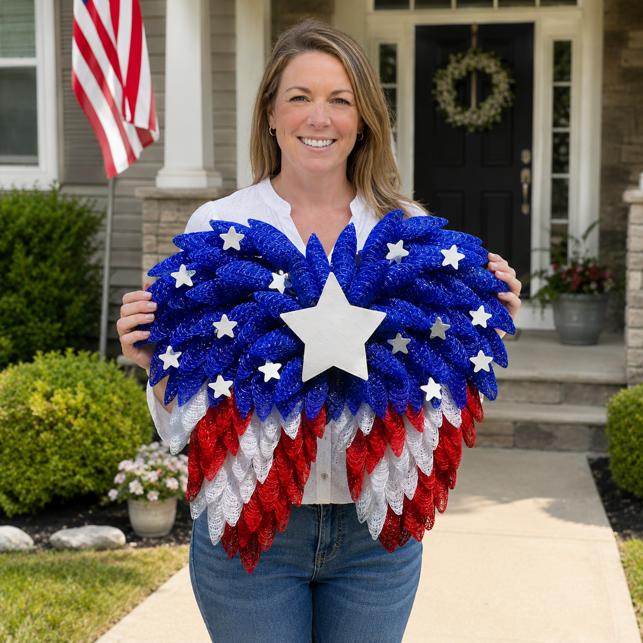 4th of July Patriotic Eagle Wing Door Wreath