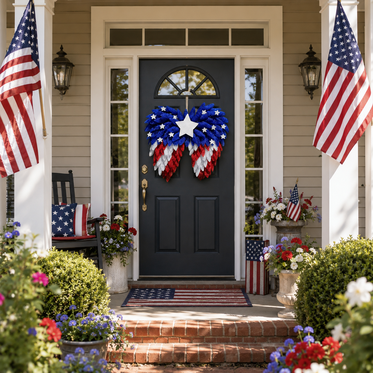 4th of July Patriotic Eagle Wing Door Wreath