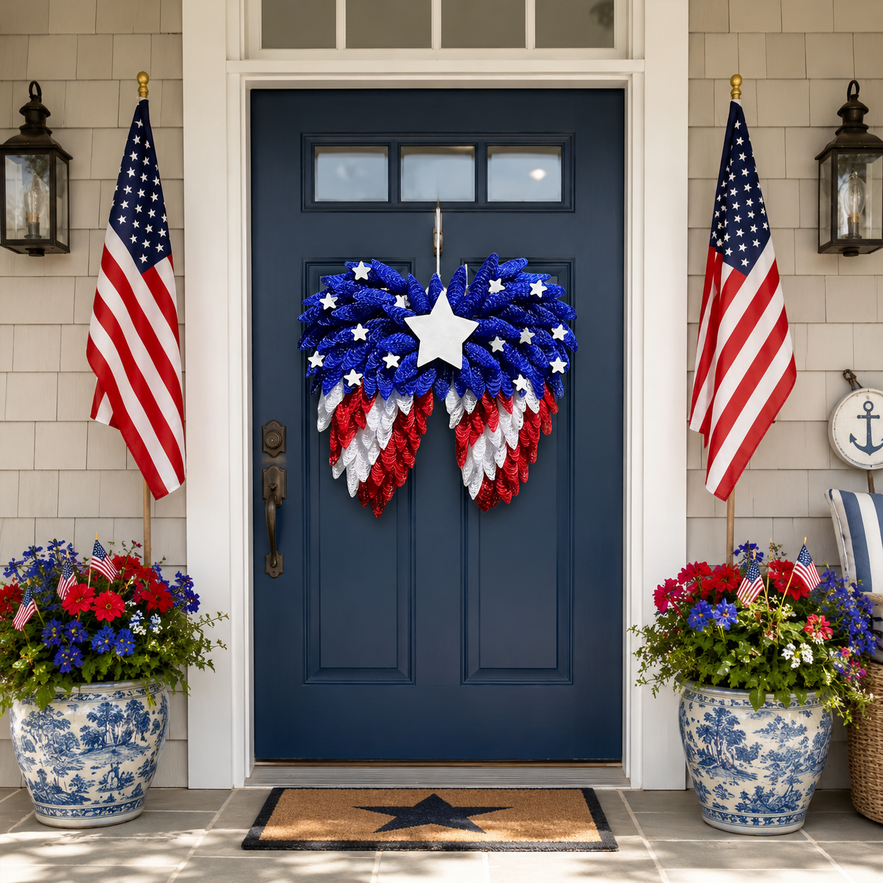4th of July Patriotic Eagle Wing Door Wreath