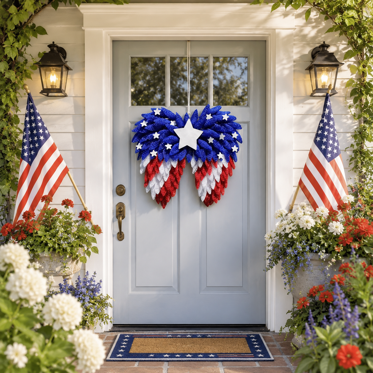 4th of July Patriotic Eagle Wing Door Wreath