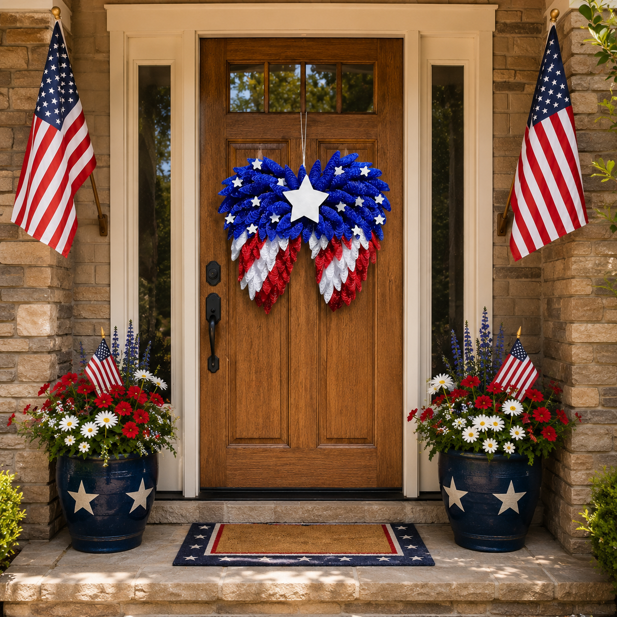 4th of July Patriotic Eagle Wing Door Wreath