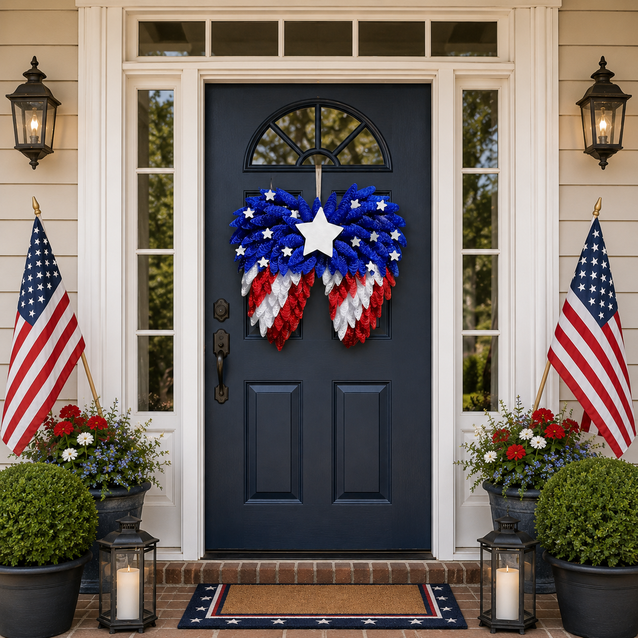 4th of July Patriotic Eagle Wing Door Wreath