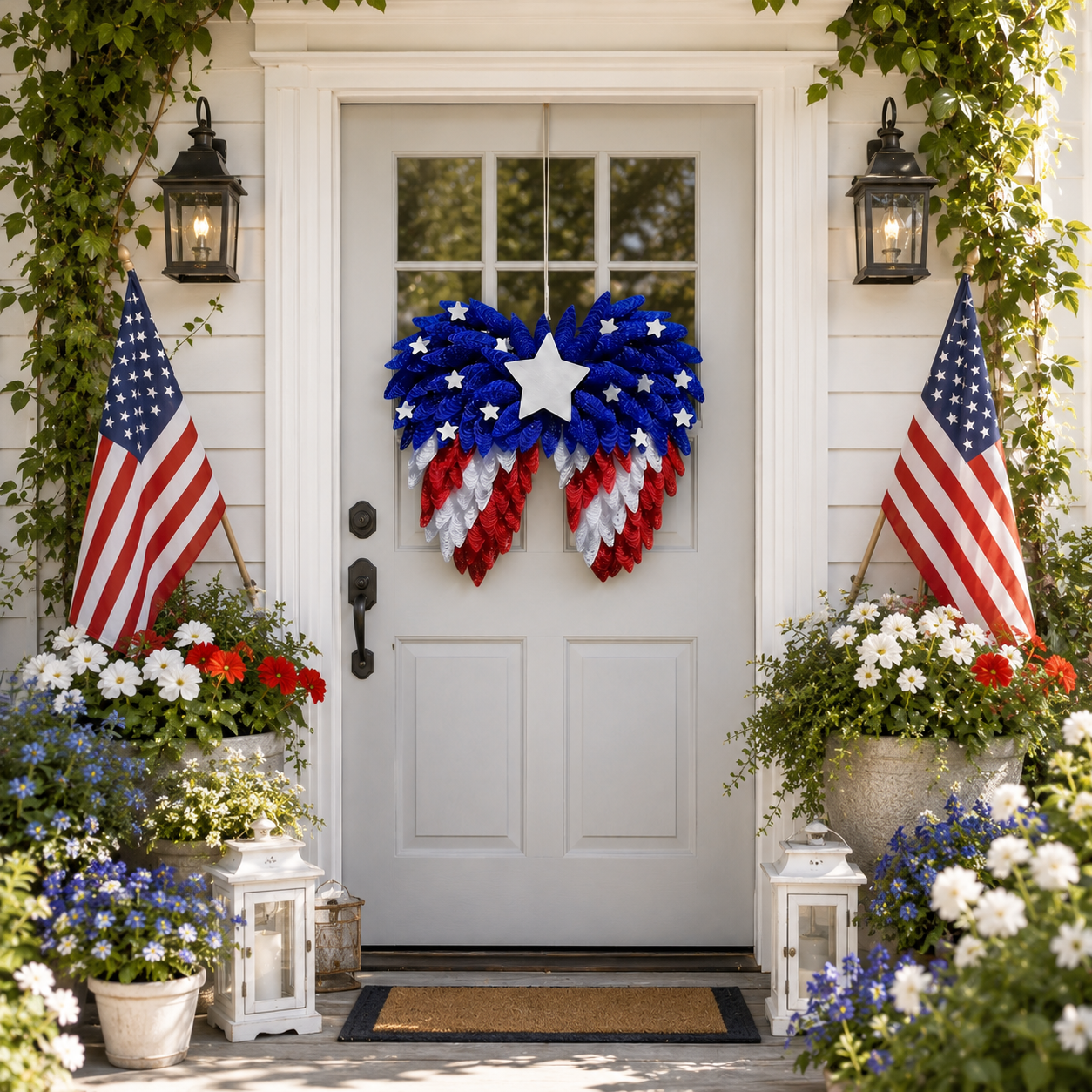 4th of July Patriotic Eagle Wing Door Wreath