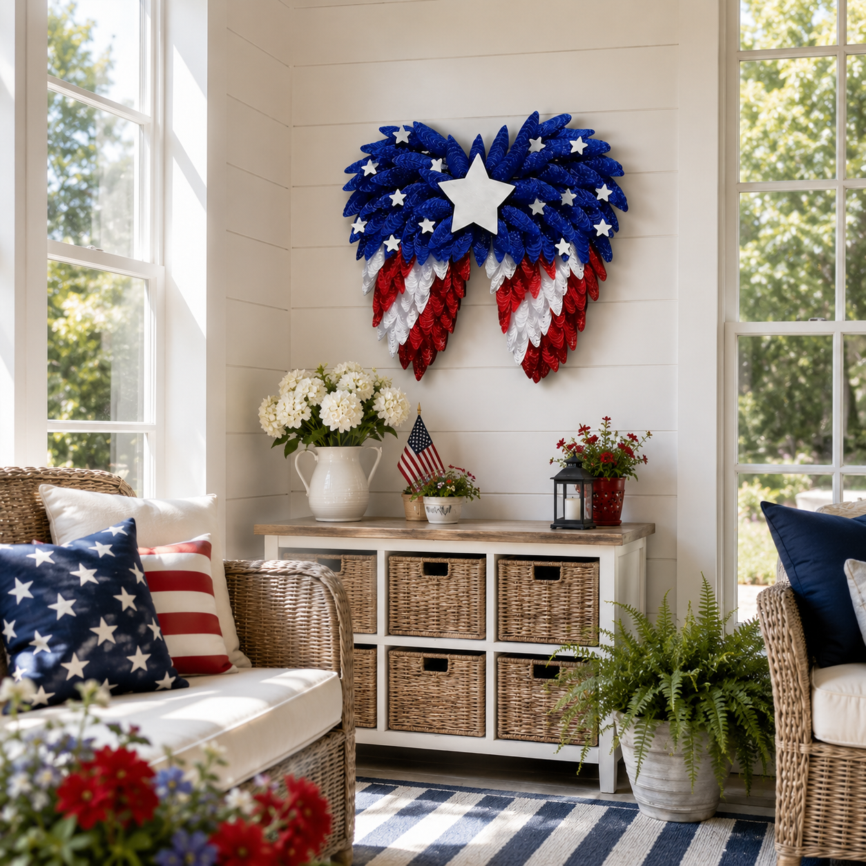 4th of July Patriotic Eagle Wing Door Wreath