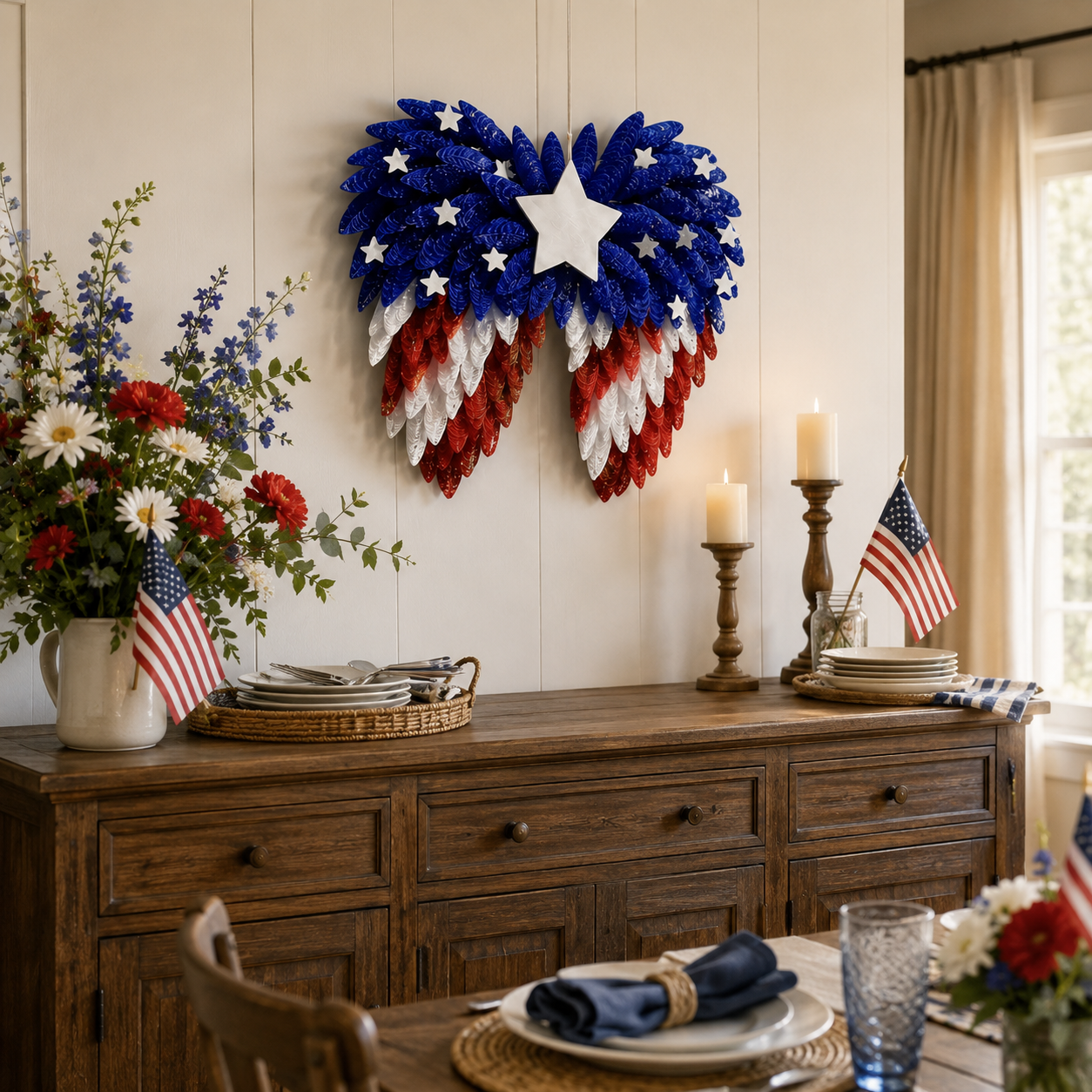 4th of July Patriotic Eagle Wing Door Wreath