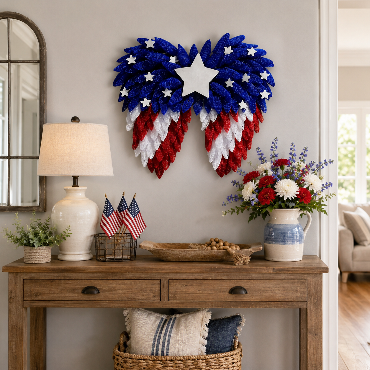 4th of July Patriotic Eagle Wing Door Wreath