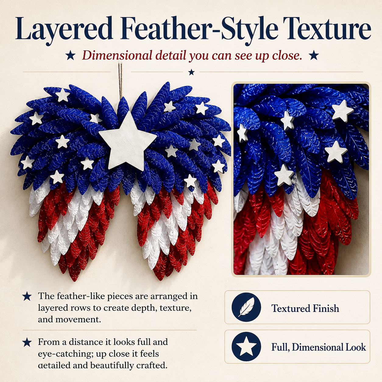 4th of July Patriotic Eagle Wing Door Wreath
