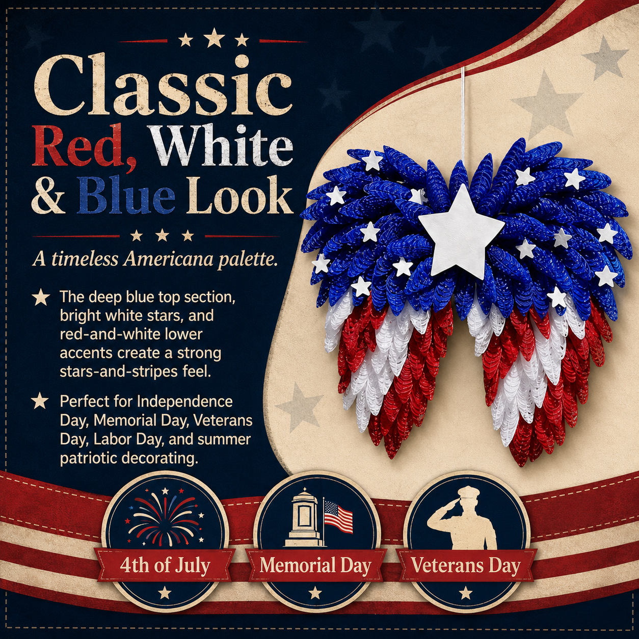 4th of July Patriotic Eagle Wing Door Wreath