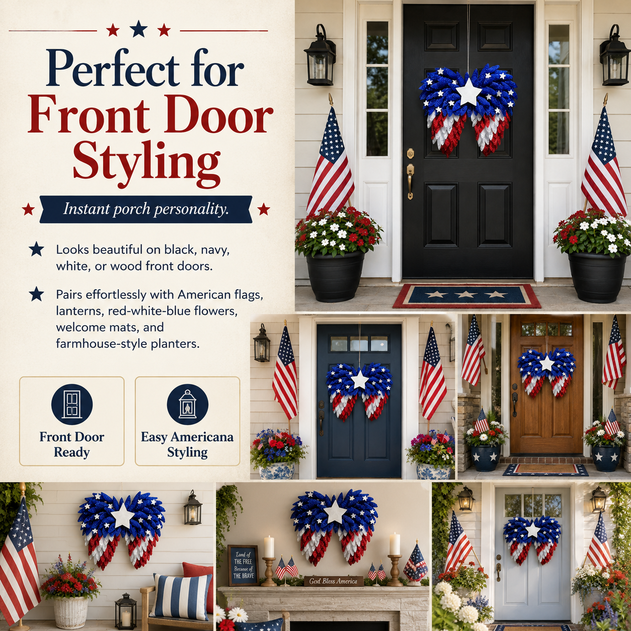 4th of July Patriotic Eagle Wing Door Wreath