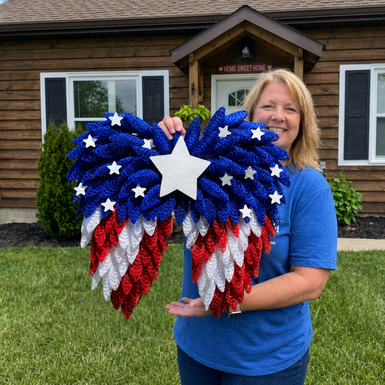 4th of July Patriotic Eagle Wing Door Wreath