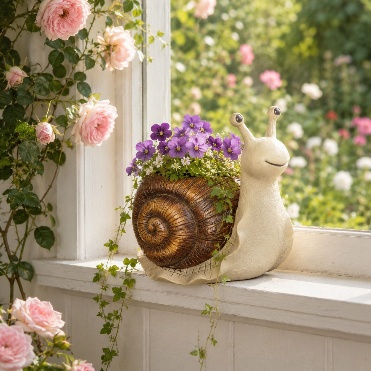 Snail Succulent Planter Whimsical Garden Decor Pot
