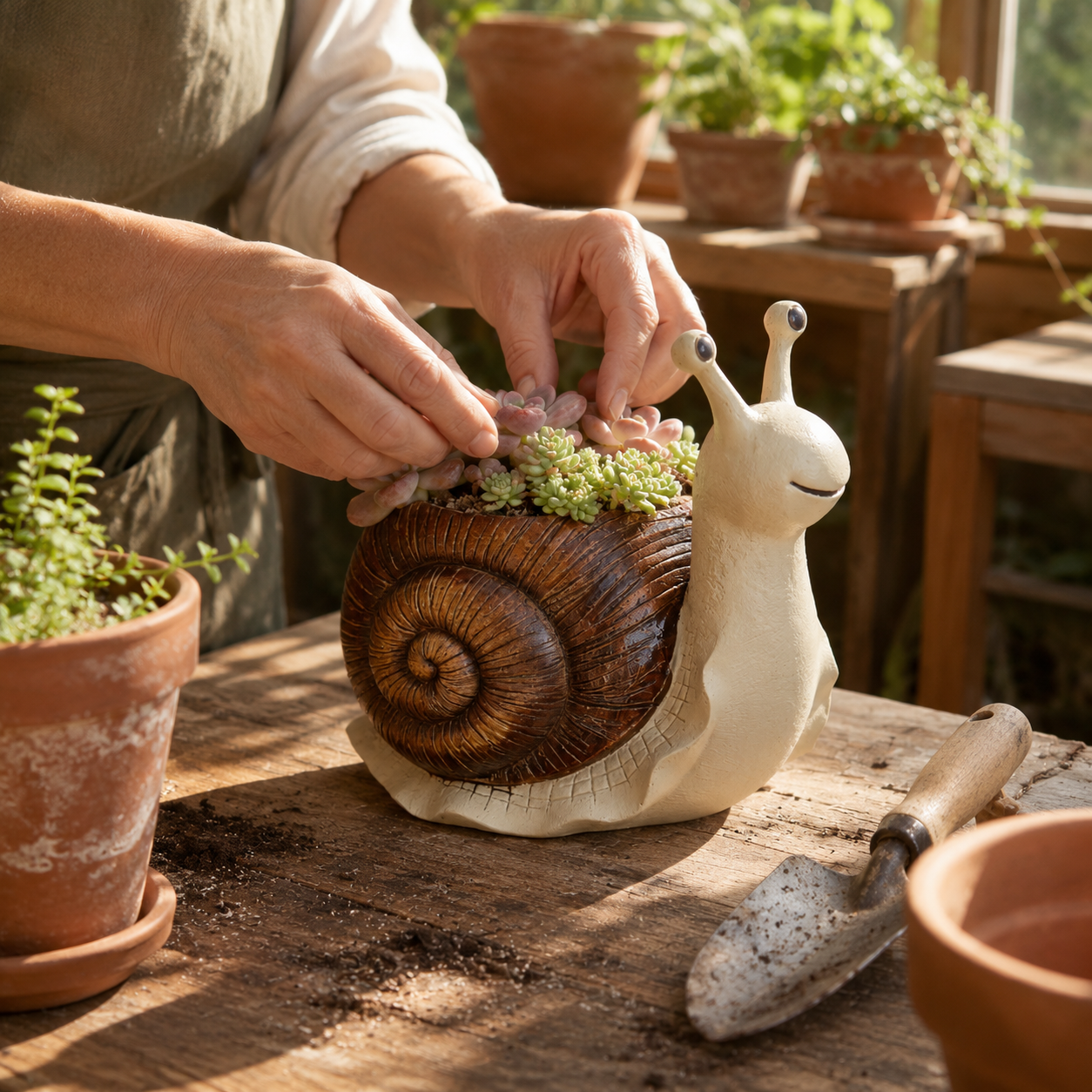 Snail Succulent Planter Whimsical Garden Decor Pot