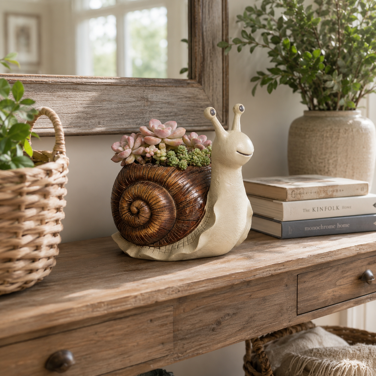 Snail Succulent Planter Whimsical Garden Decor Pot