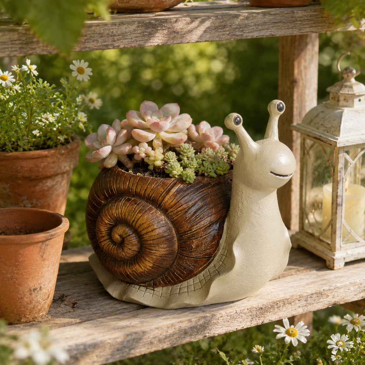 Snail Succulent Planter Whimsical Garden Decor Pot
