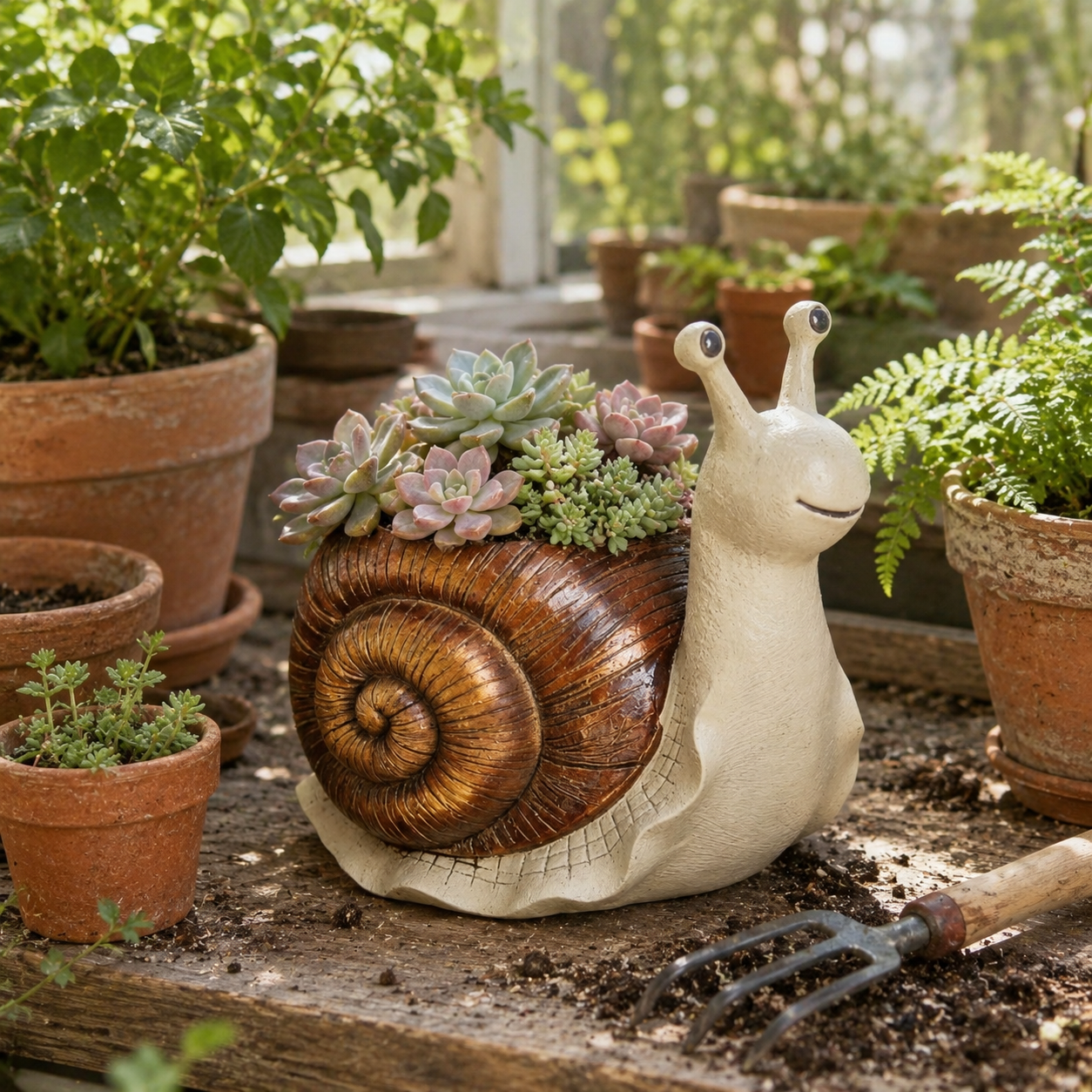 Snail Succulent Planter Whimsical Garden Decor Pot