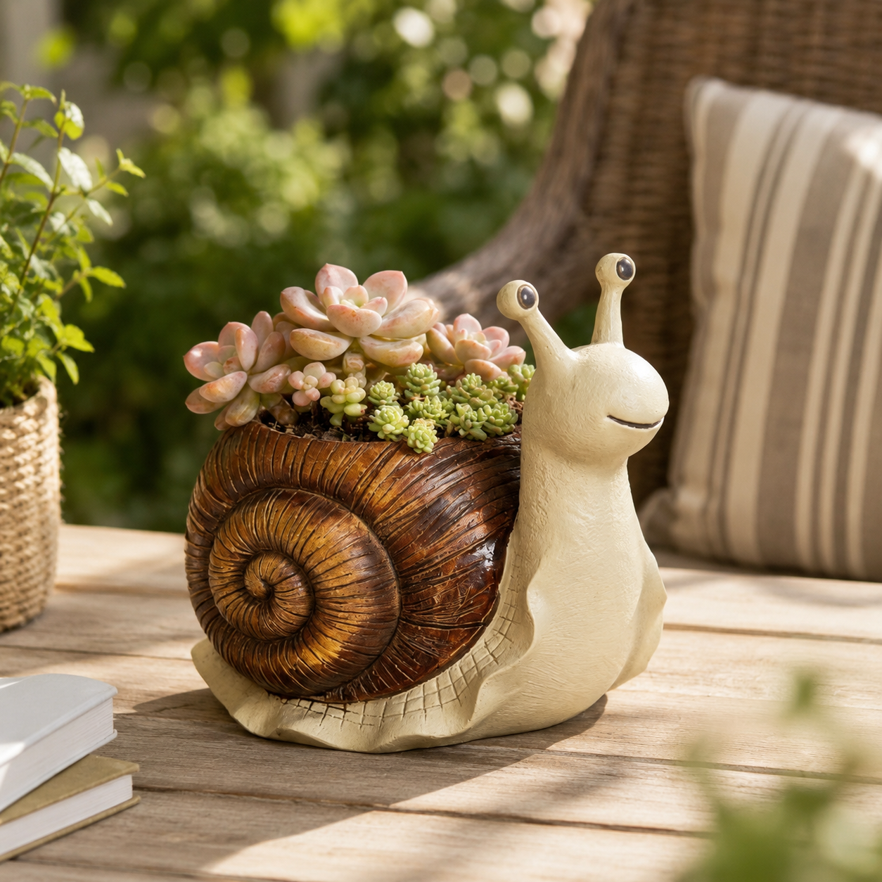 Snail Succulent Planter Whimsical Garden Decor Pot