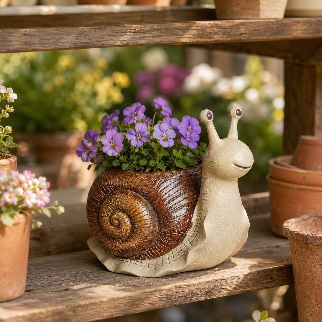 Snail Succulent Planter Whimsical Garden Decor Pot