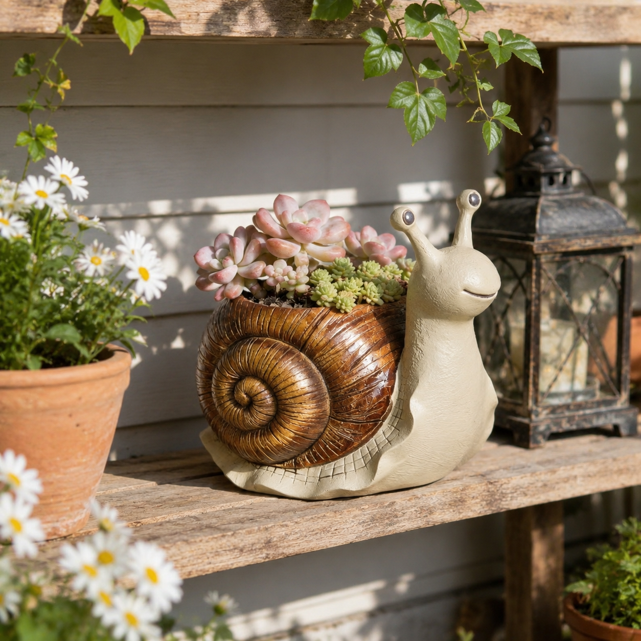 Snail Succulent Planter Whimsical Garden Decor Pot