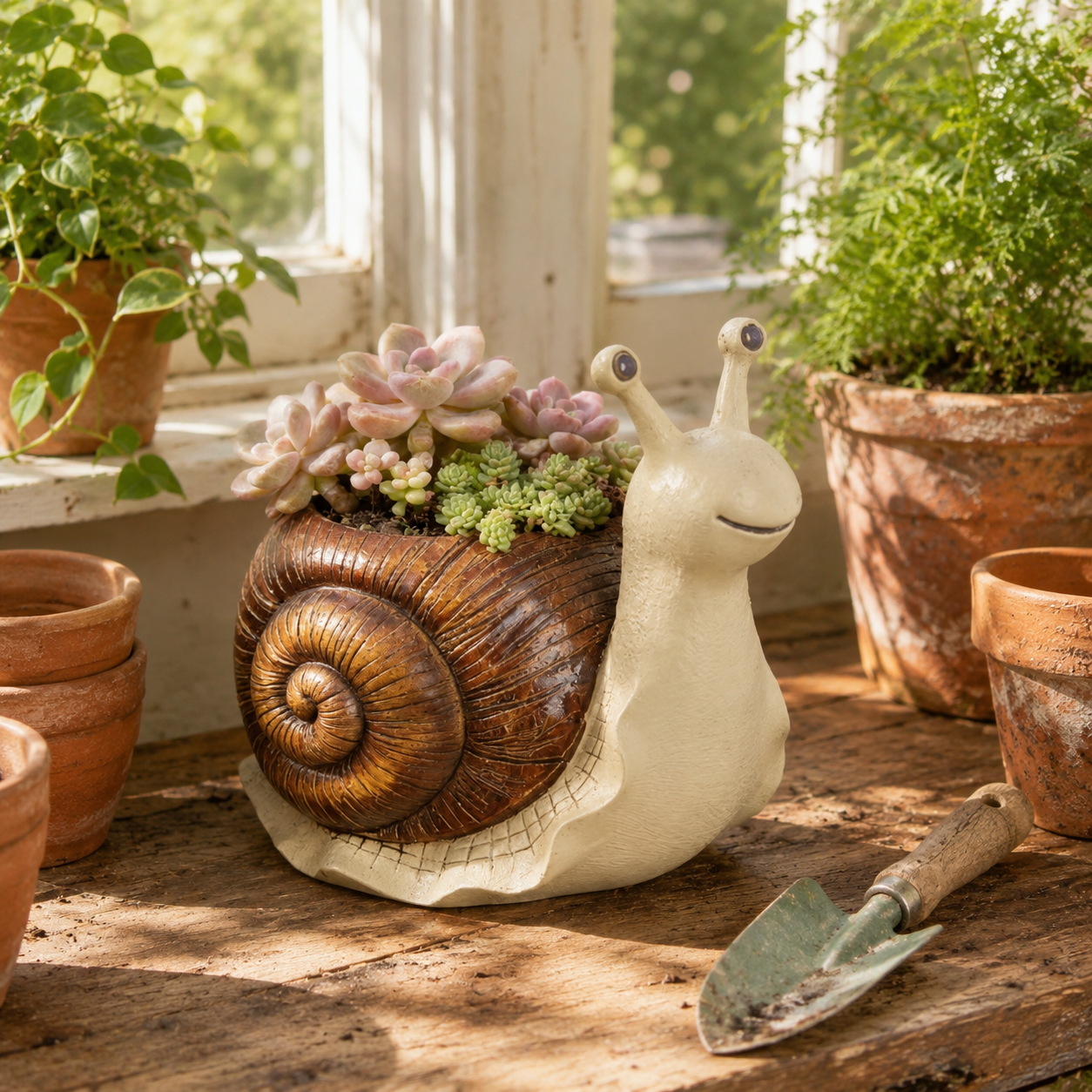 Snail Succulent Planter Whimsical Garden Decor Pot
