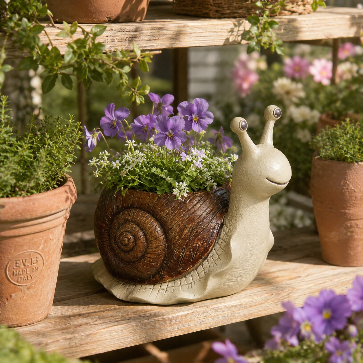 Snail Succulent Planter Whimsical Garden Decor Pot