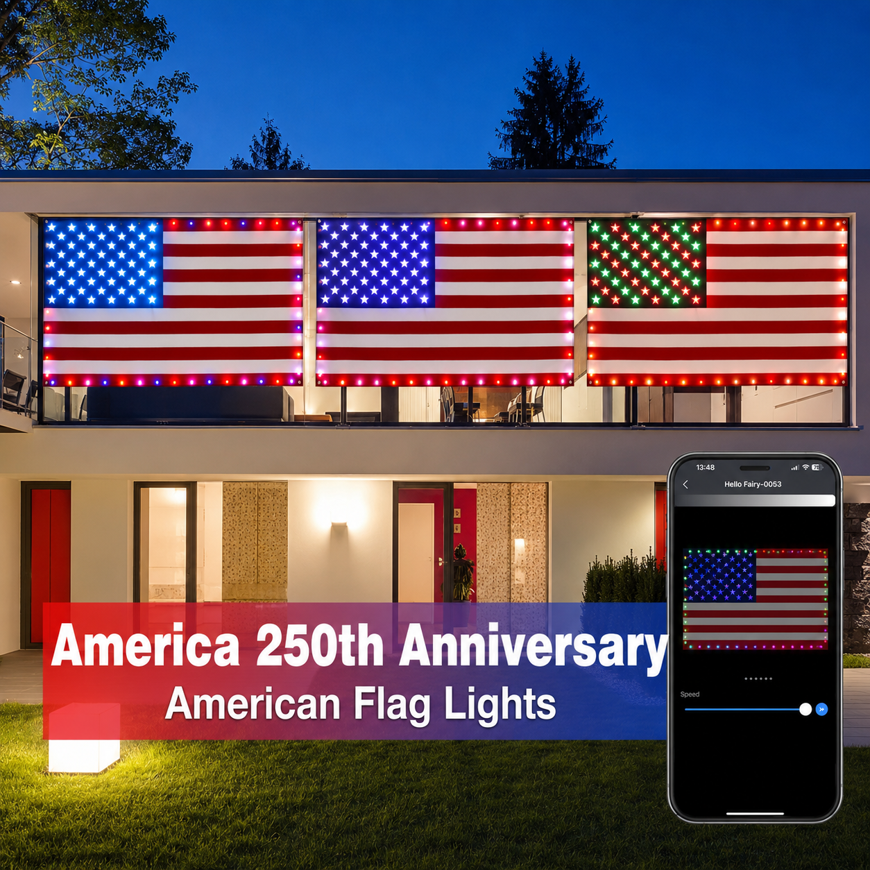 3x5 FT Lighted American Flag with Custom LED Modes
