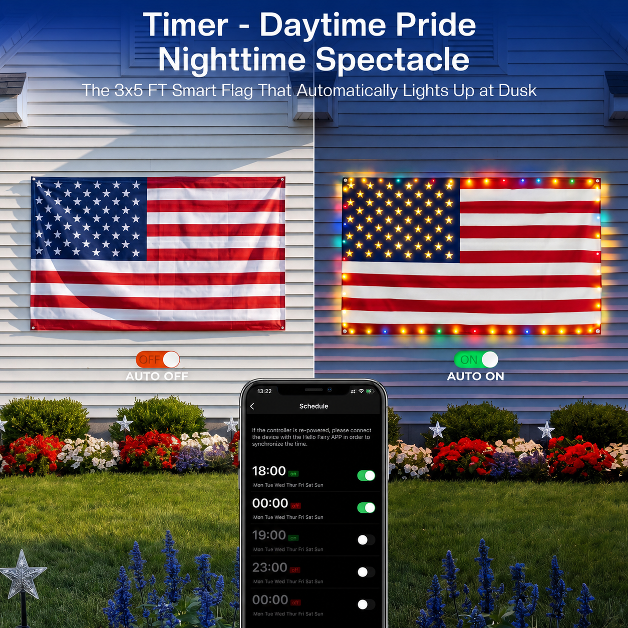3x5 FT Lighted American Flag with Custom LED Modes