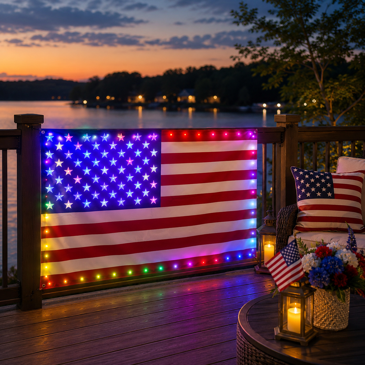 3x5 FT Lighted American Flag with Custom LED Modes