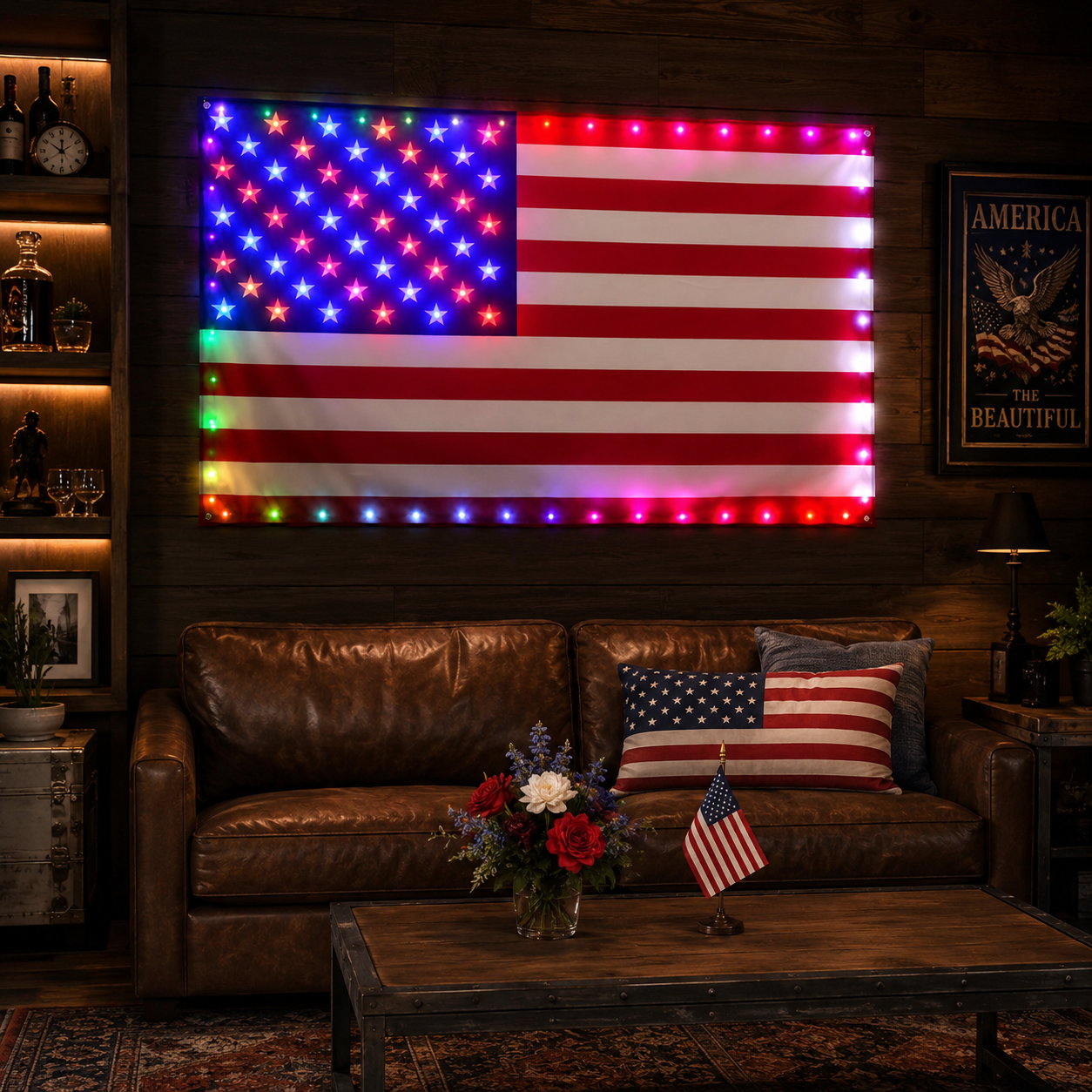 3x5 FT Lighted American Flag with Custom LED Modes