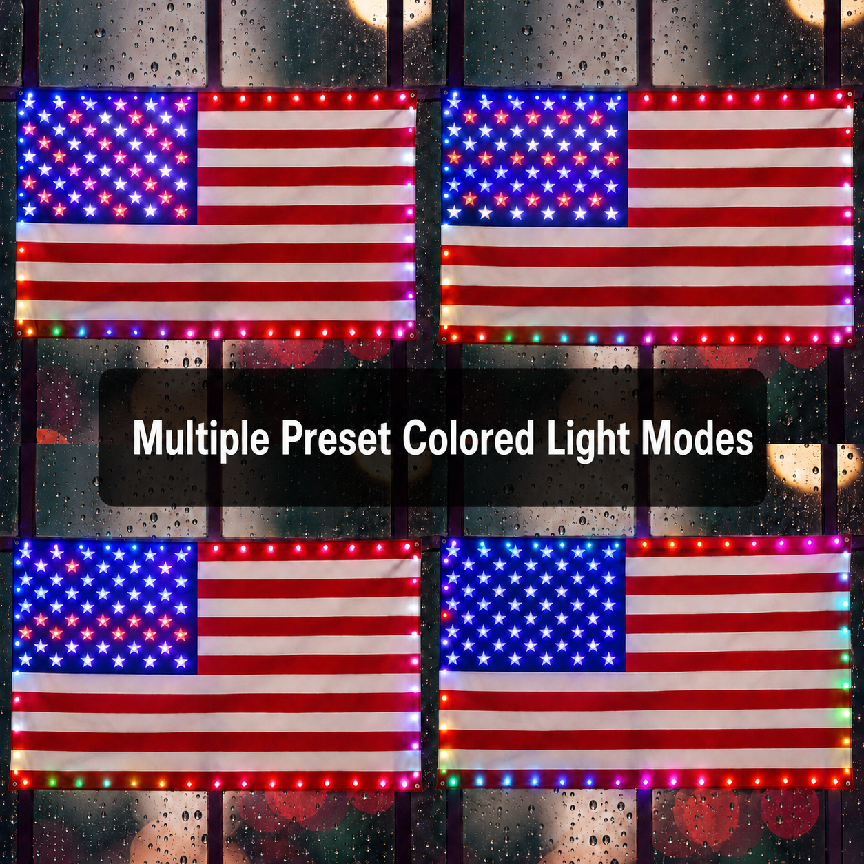 3x5 FT Lighted American Flag with Custom LED Modes