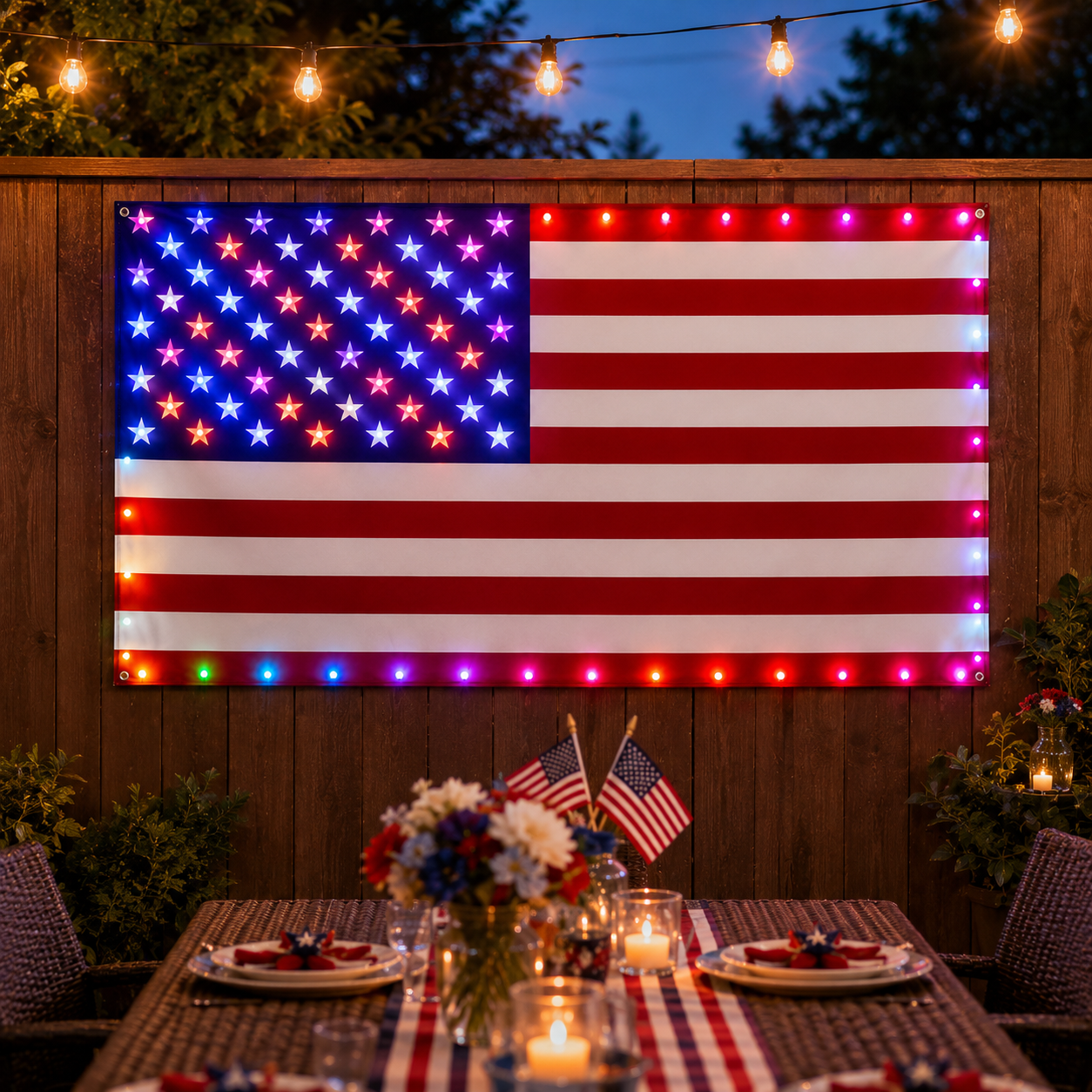 3x5 FT Lighted American Flag with Custom LED Modes