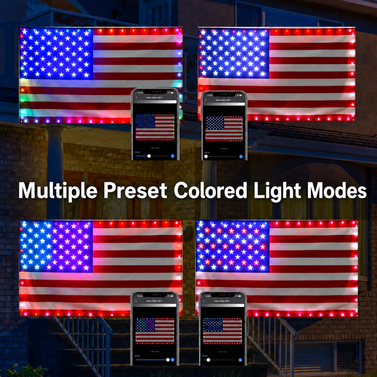 3x5 FT Lighted American Flag with Custom LED Modes