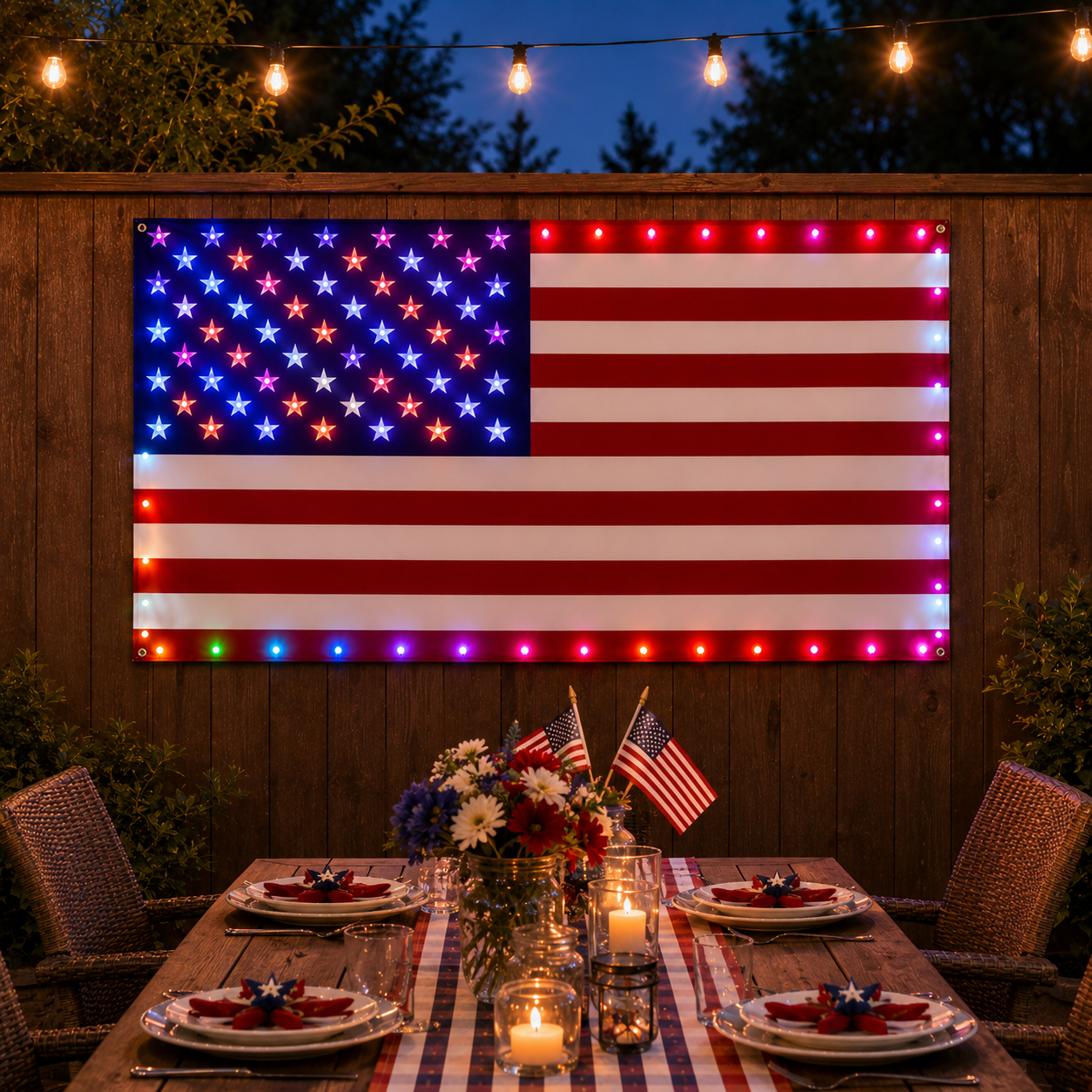 3x5 FT Lighted American Flag with Custom LED Modes