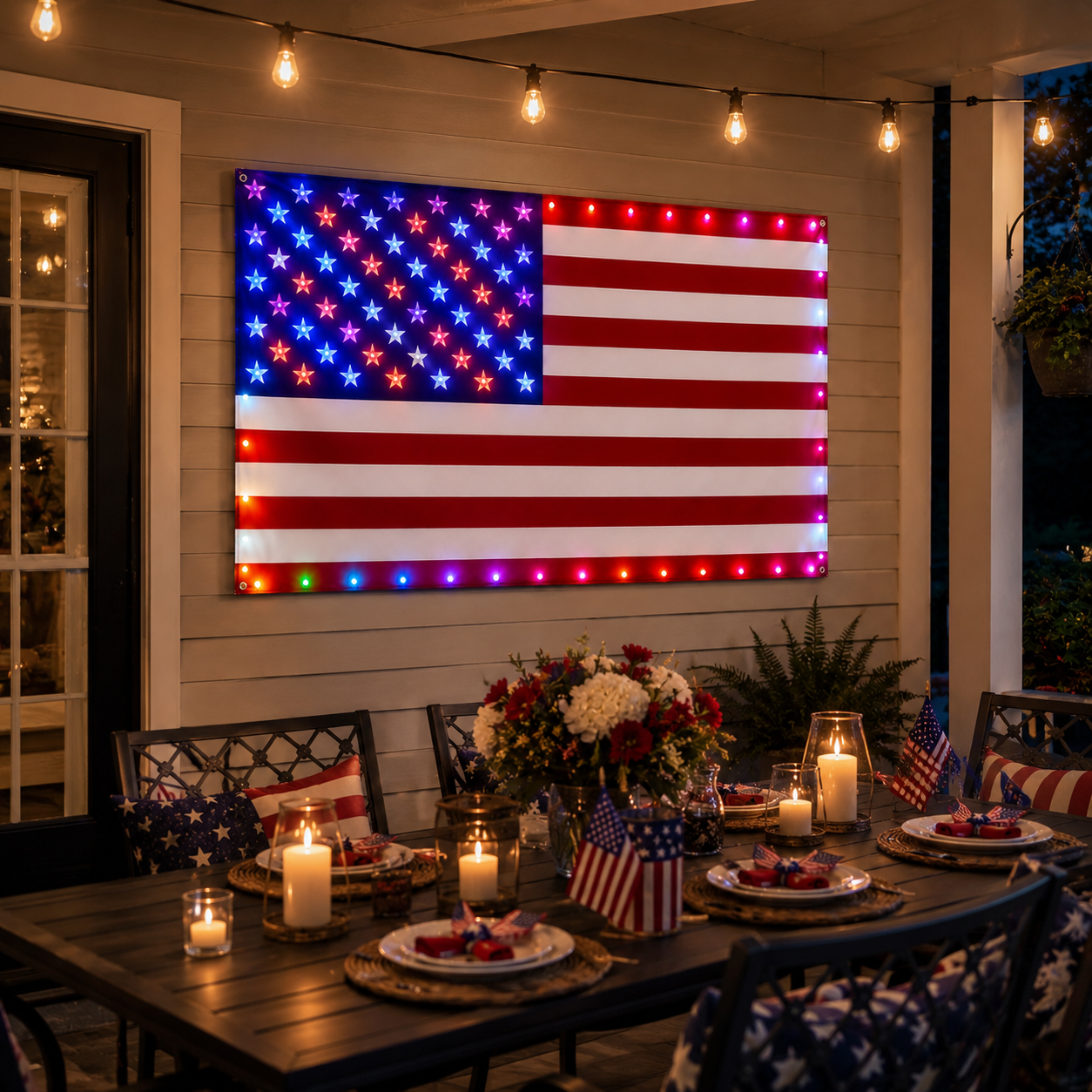 3x5 FT Lighted American Flag with Custom LED Modes