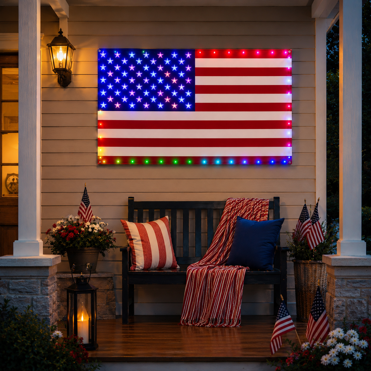 3x5 FT Lighted American Flag with Custom LED Modes