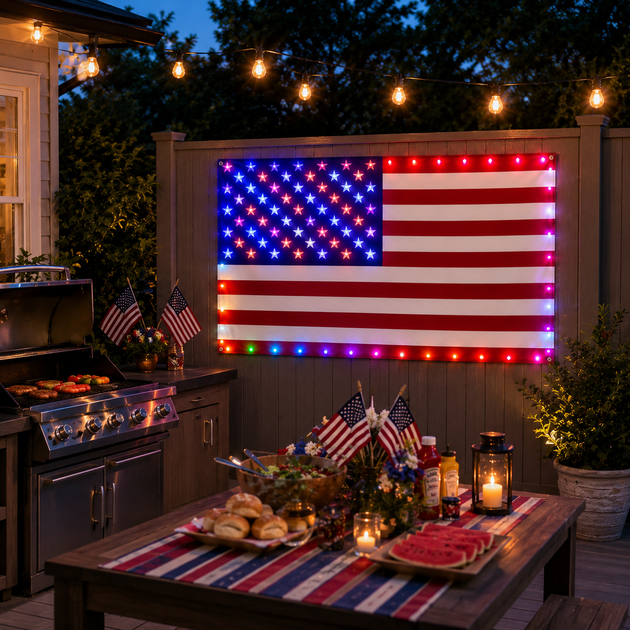 3x5 FT Lighted American Flag with Custom LED Modes