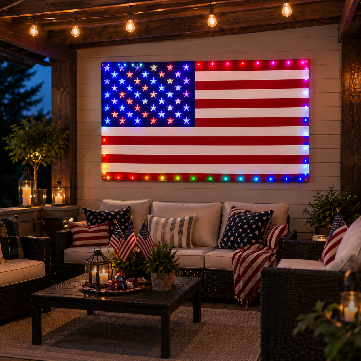 3x5 FT Lighted American Flag with Custom LED Modes