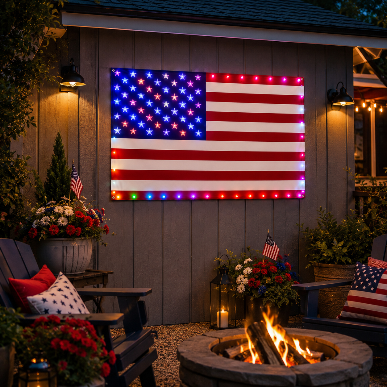 3x5 FT Lighted American Flag with Custom LED Modes