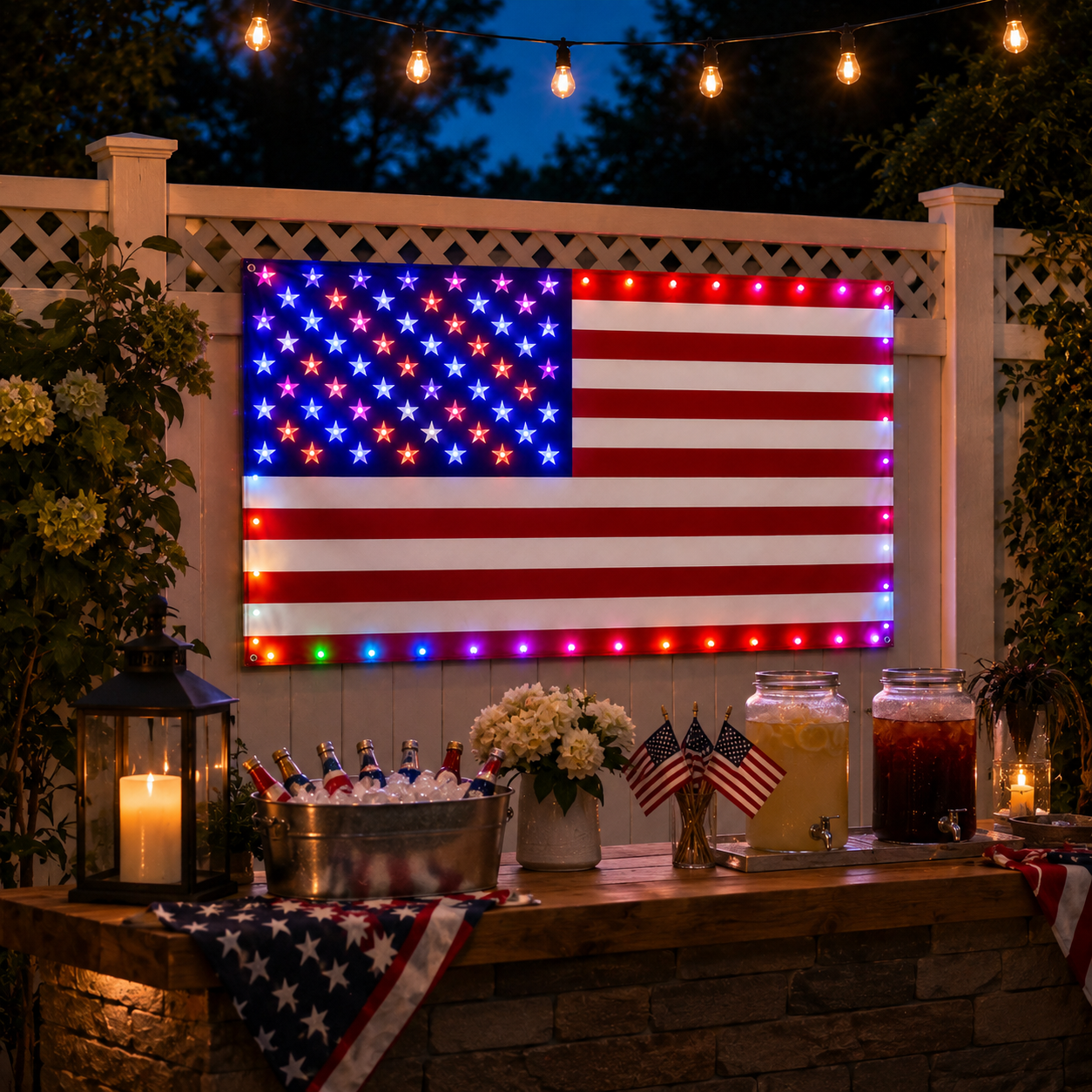 3x5 FT Lighted American Flag with Custom LED Modes