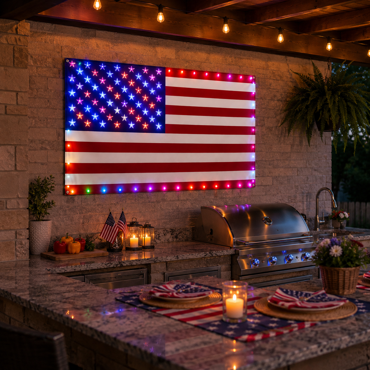 3x5 FT Lighted American Flag with Custom LED Modes