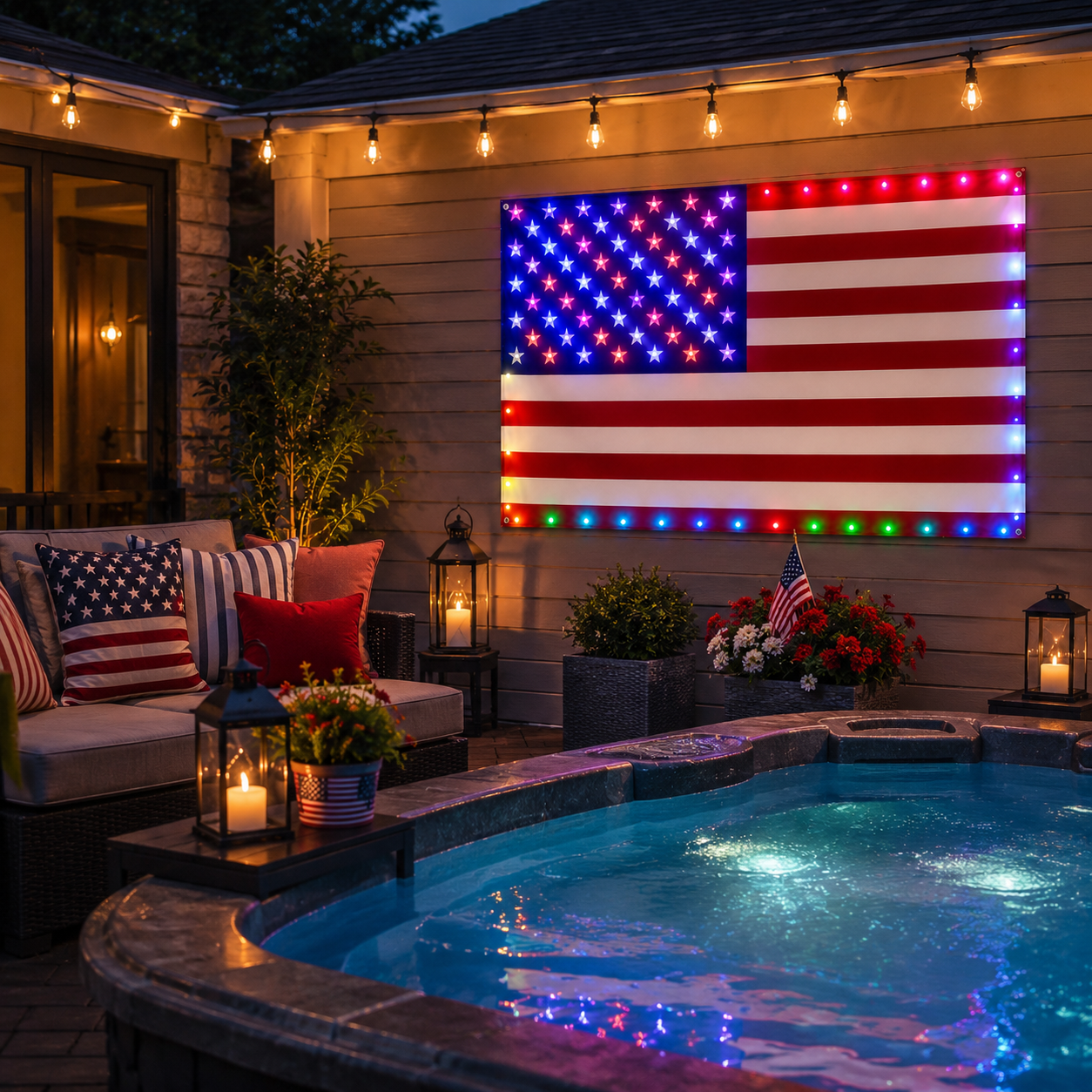 3x5 FT Lighted American Flag with Custom LED Modes