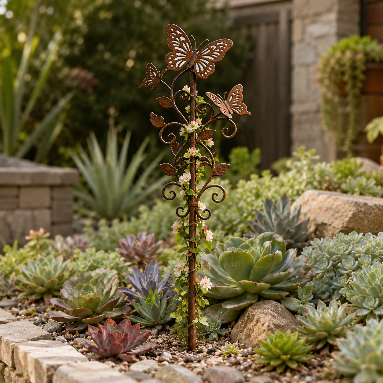Rustic Butterfly Metal Garden Stake