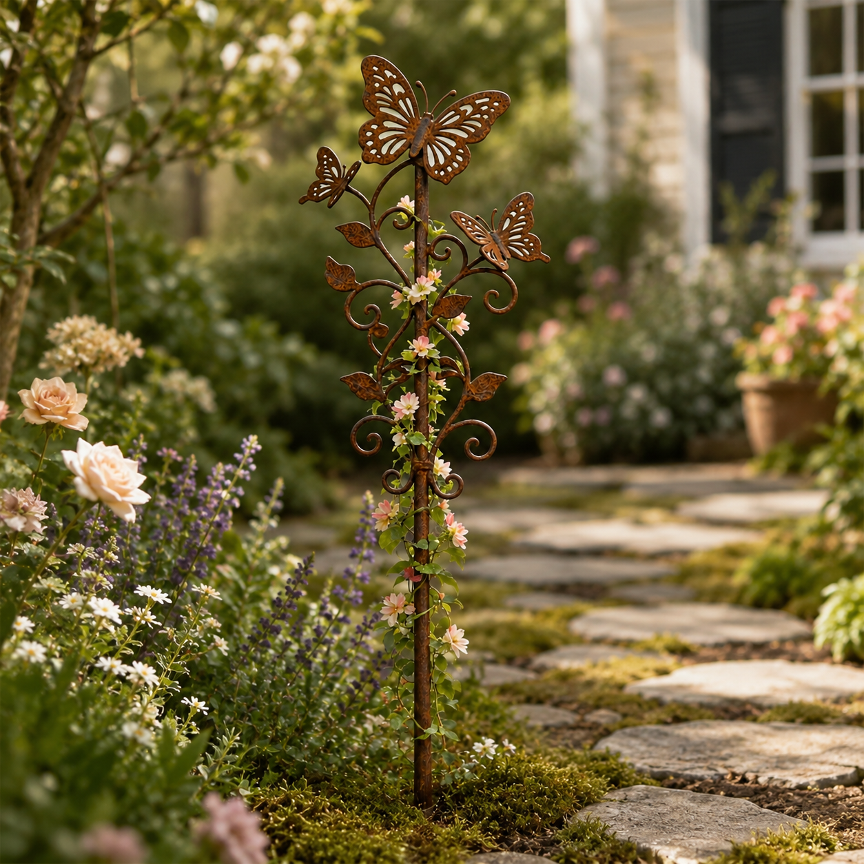 Rustic Butterfly Metal Garden Stake