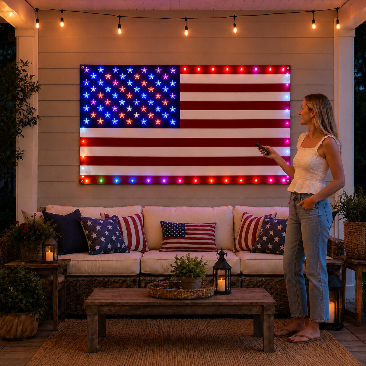 3x5 FT Lighted American Flag with Custom LED Modes
