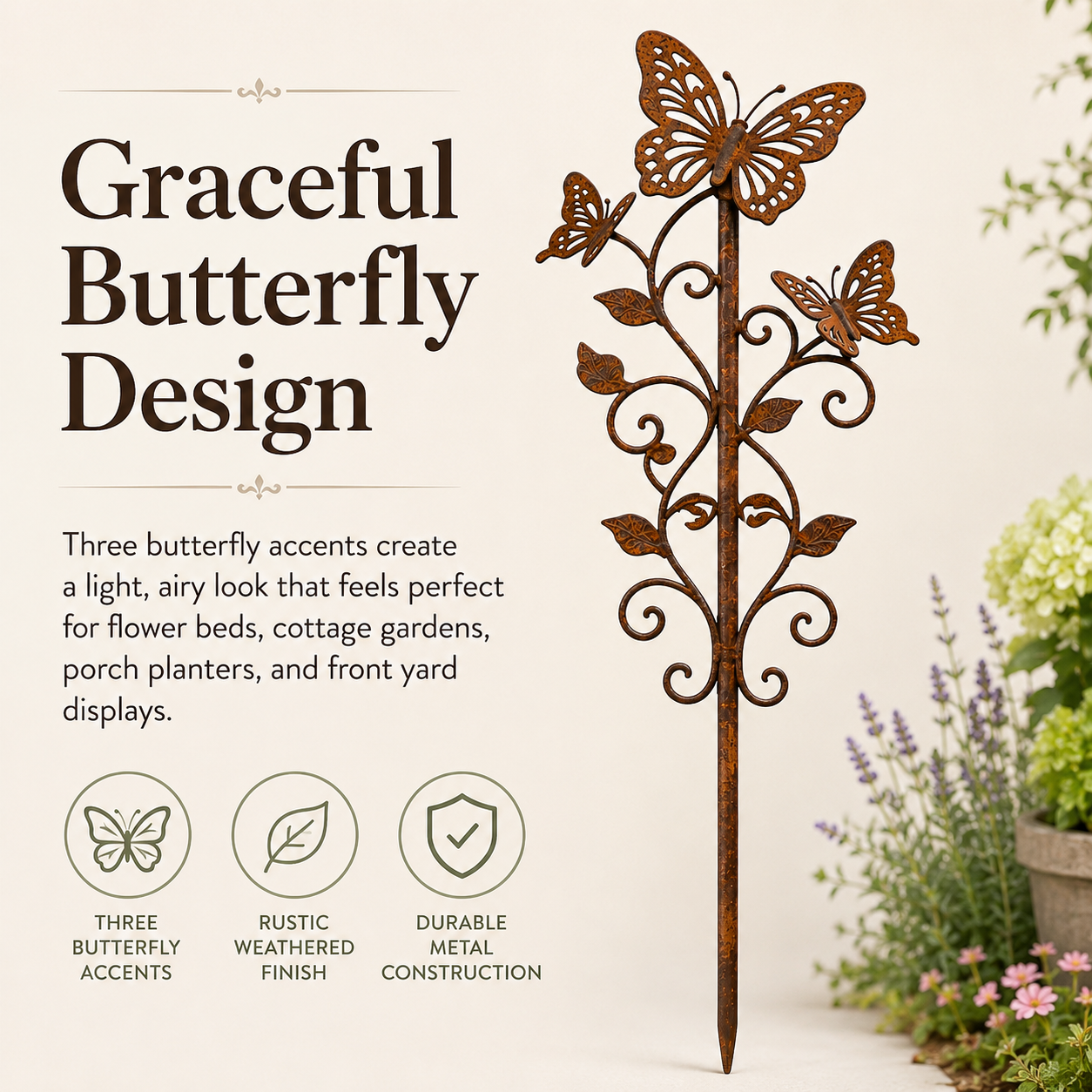 Rustic Butterfly Metal Garden Stake