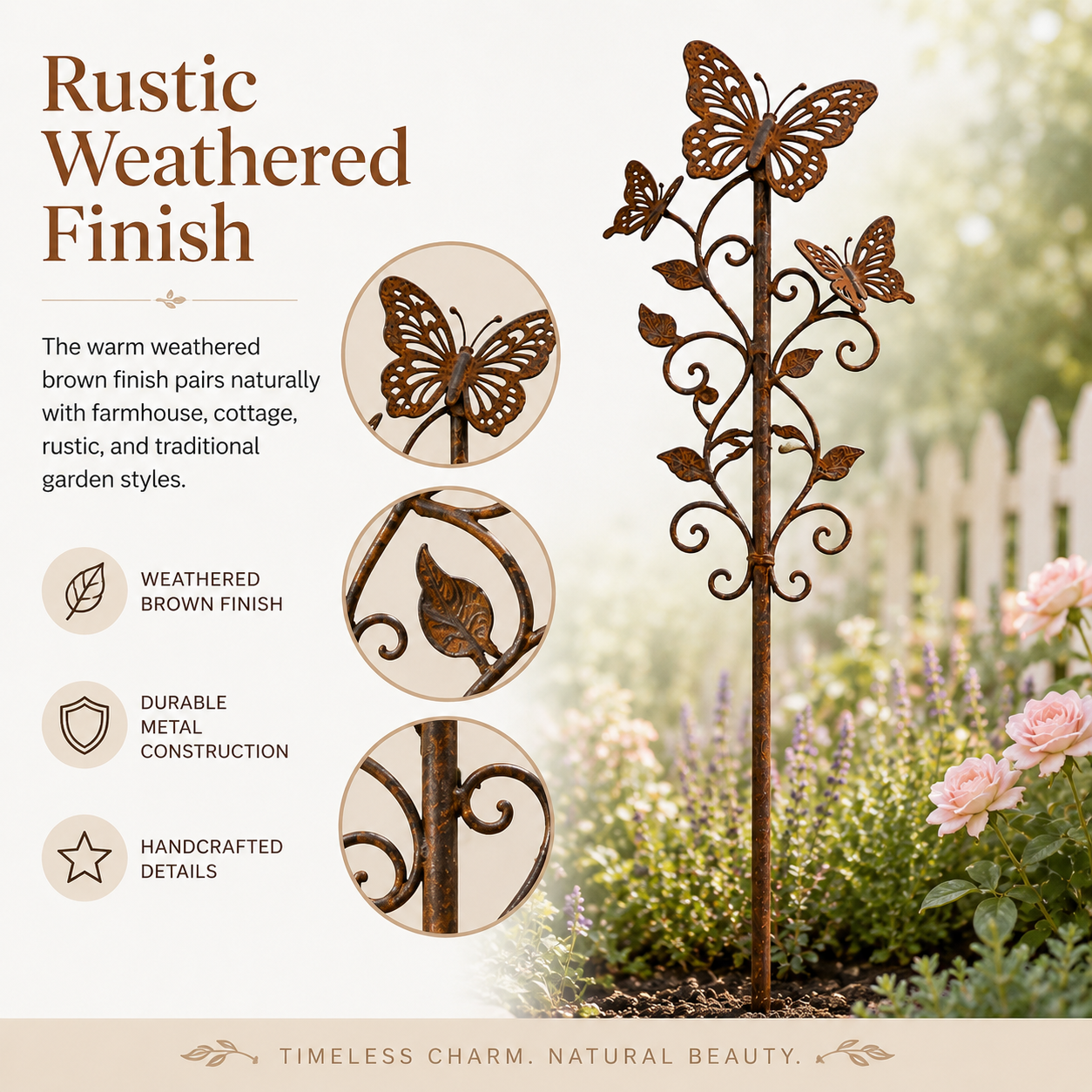 Rustic Butterfly Metal Garden Stake