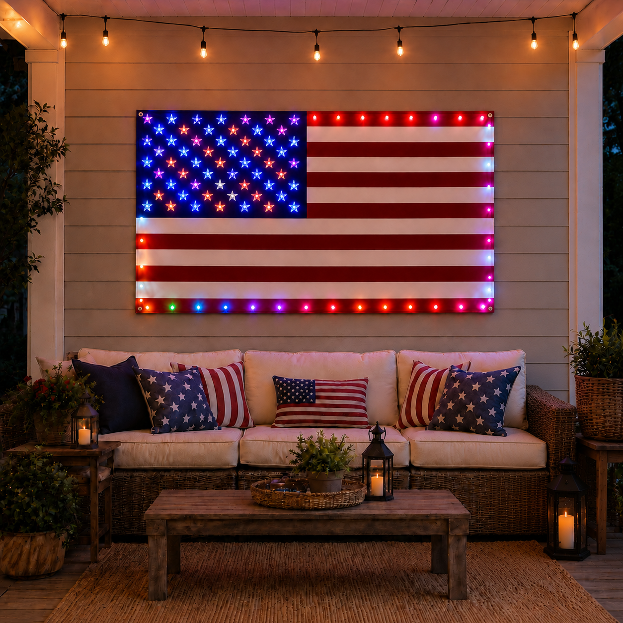3x5 FT Lighted American Flag with Custom LED Modes