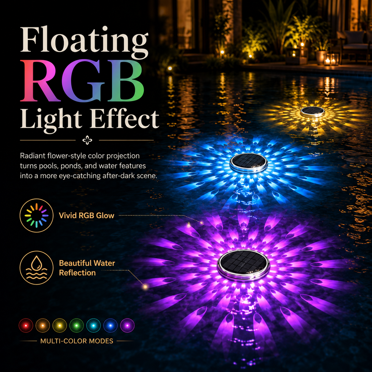 Solar Floating Pool Projection Lights with Remote